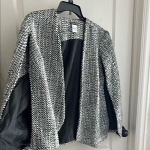 Chico's Black and White Open Front Jacket